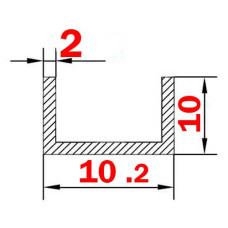 Швеллер алюминиевый 10.2х10х2 AS