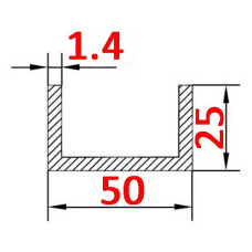 Швеллер алюминиевый 50х25х1.4 AS