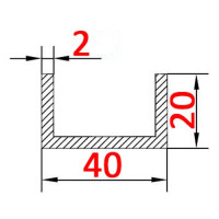 Швеллер алюминиевый 40х20х2 AS