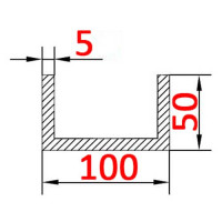 Швеллер алюминиевый 100х50х5 AS