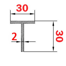 Тавр алюминиевый 30х30х2 б.п.